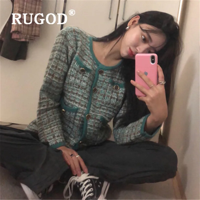 Женский однобортный Кардиган RUGOD шикарный винтажный свитер в Корейском стиле с