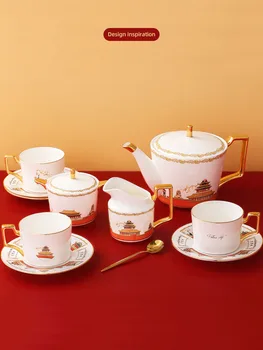 

15PCS/SET THE FORBIDDEN CITY TEA COFFEE POT MILK POT SUGAR BOWL CUP AND SAUCER SET CHINESE TRADITIONAL THE PALACE