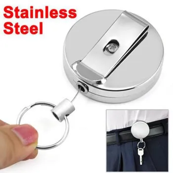 

Stainless Steel Retractable Zipper Keychain Reel Id Card Badge Keychain Holder Recoil Belt Clip Anti-lost Belt Hang Buckle #10