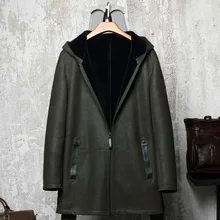 Кожаная мужская зимняя куртка с подкладкой из меха ягненка, куртки из настоящей овчины, меховые пальто из овчины, шерстяные куртки размера плюс P1819958 YY479