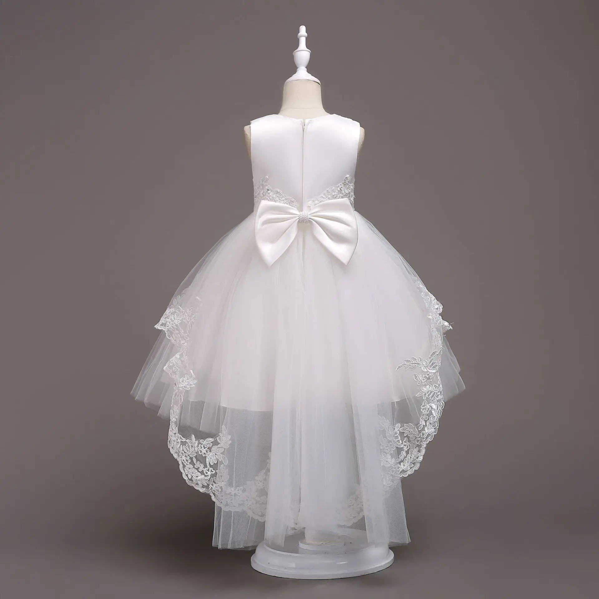 Платья принцесса для детей Цветочная вышивка девочек со шлейфом Свадебное платье Детская одежда 3 4 10 12 14 16 лет