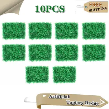 

10PCS Plant Wall Artificial Lawn Boxwood Panels Hedge Garden Home Decor Simulation Grass Lawn Outdoor Indoor Fence Flower Wall