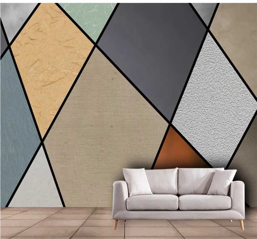 

Modern minimalist abstract geometric line color block background wall custom wallpaper 3D/5D/8D mural