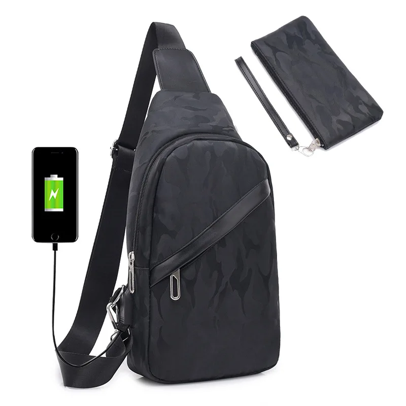 

2019 New Style Men Anti-Theft Chest Pack USB Charging Travel Waterproof Smart Backpack Chest Shoulder Bag