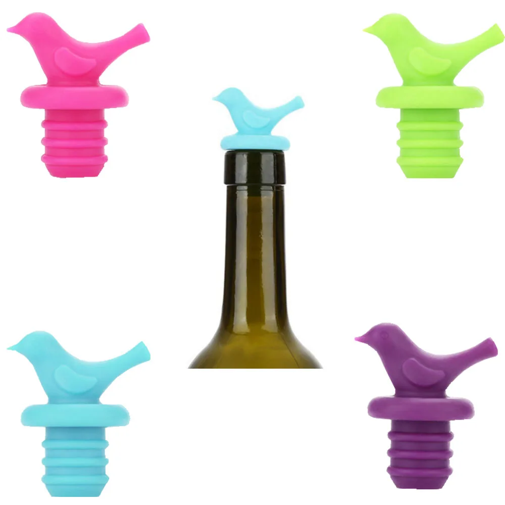 

4 Colors Bird Bottle Stopper Bottle Caps Wine Stopper Family Bar Preservation Tools Silicone Creative Design Safe And Healthy