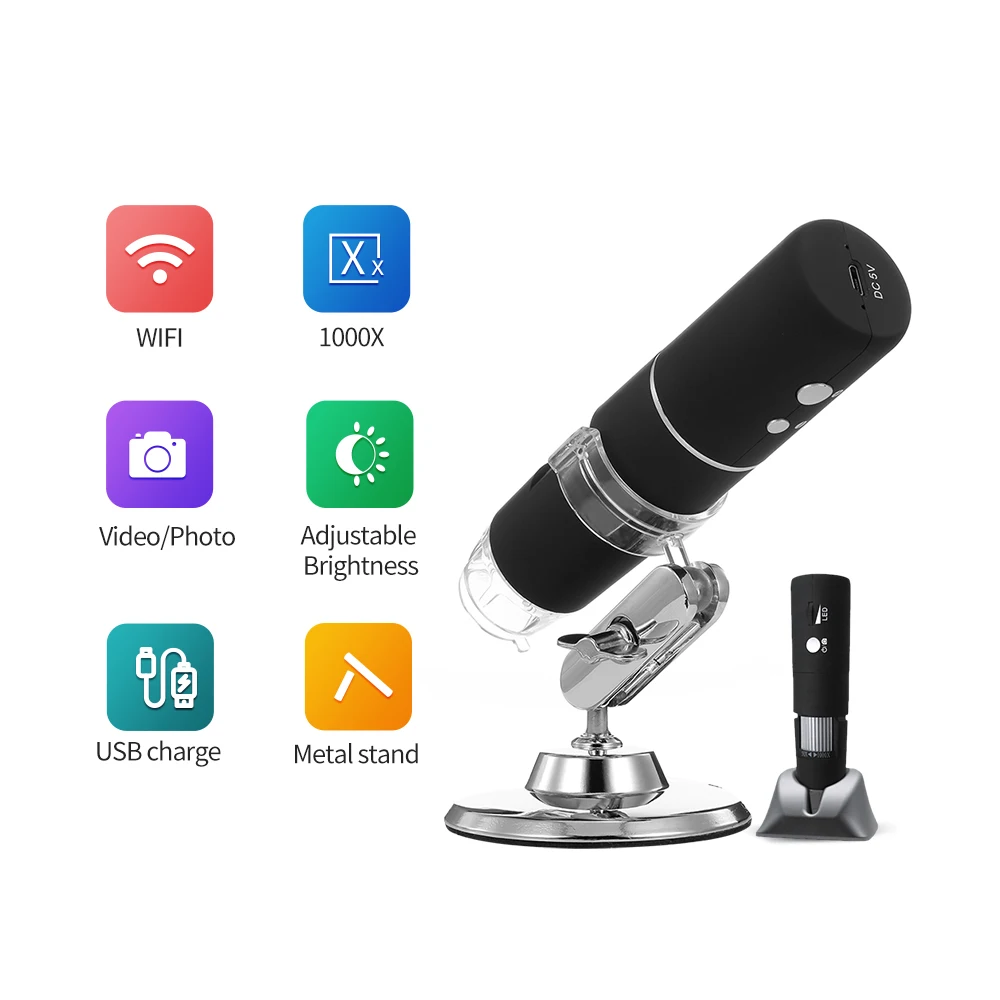 

1080P WIFI Microscope Magnification Wireless Digital Microscope HD Mini Pocket Handheld Microscope Camera with 8 LED Light