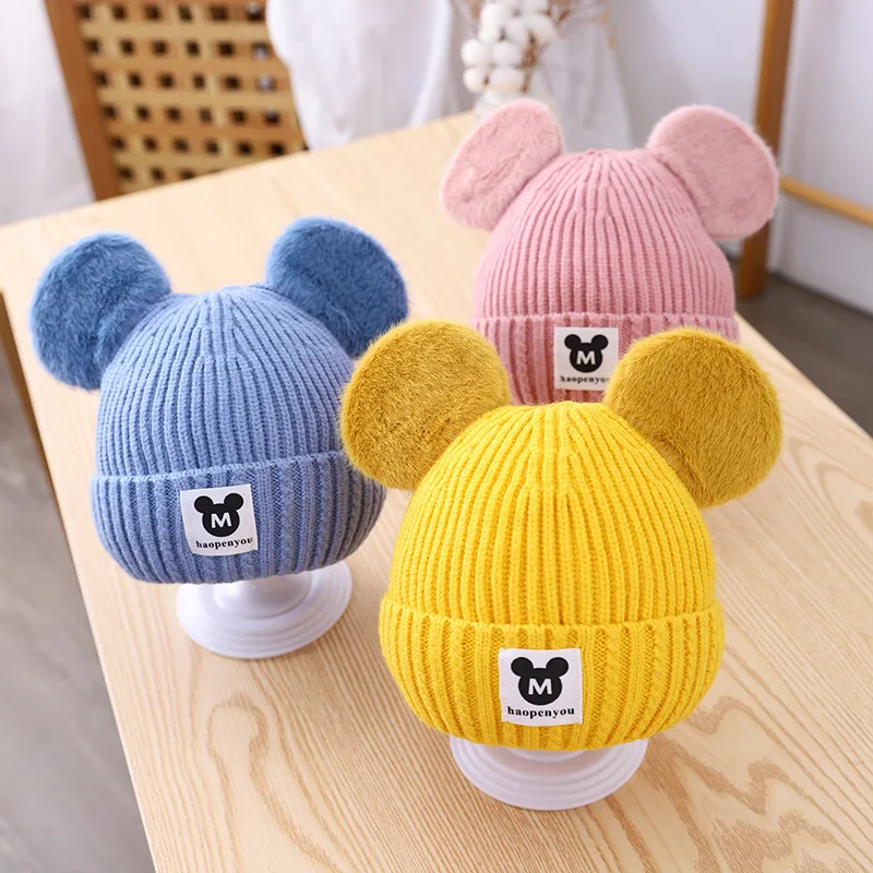 

Baby Hat Winter New Label Woolen Baby Knit Hat Pullover and Girls Treasure Children To Keep Warm Photography Props