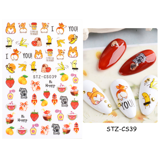 Golden Curve Marble Line Nail Sticker Irregular Swirl Striping Slider Charm Nail Design Gel Polish Decal Manicure LESTZ-CS067