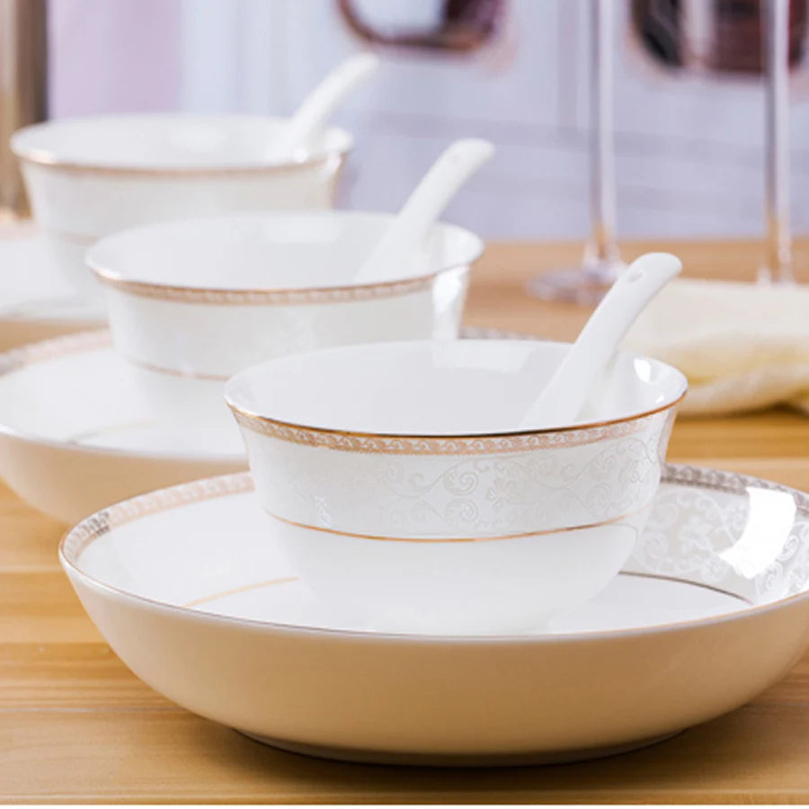 Набор посуды с 60 головками, бытовые столовые приборы, набор столовых приборов Jingdezhen, керамический набор посуды, столовые приборы