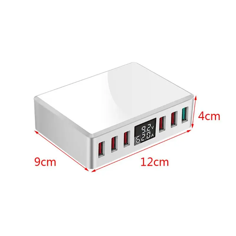 6 портов QC3.0 Смарт USB зарядное устройство быстрозарядная станция Подставка док-станция с ЖК-дисплеем для смартфонов AU EU US UK Plug