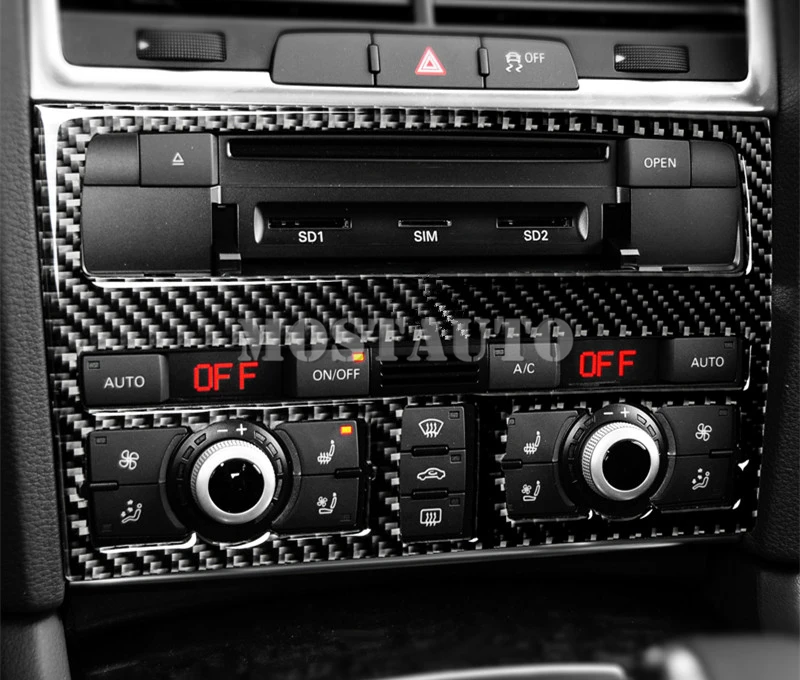 Для Audi Q7 углеродное волокно центральной консоли CD& AC декоративный кожух 2008- 1 шт