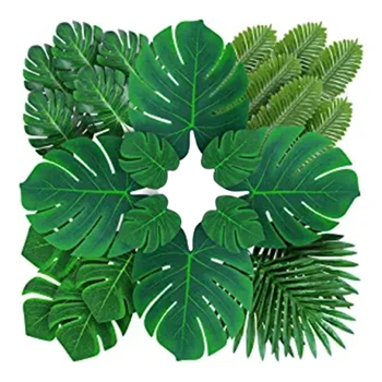 

Palm Leaves Artificial Tropical Monstera - 84 Pcs 6 Kinds Large Small Green Fake Palm Safari Jungle Hawaiian Party