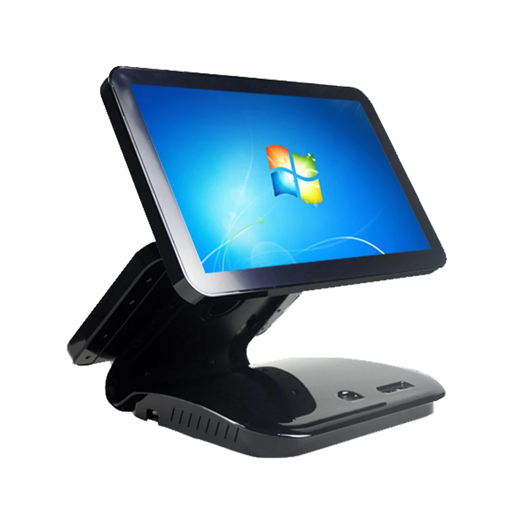 black Pos-система lcd емкостный сенсорный экран двойной pos терминал для продажи - Цвет: black