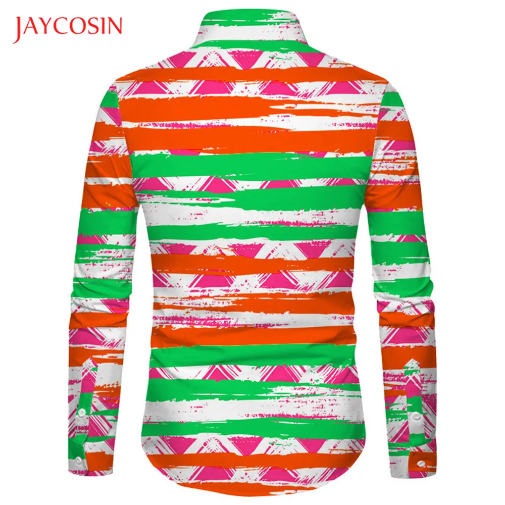 Joycosin, Рождественская Мужская рубашка, зимняя повседневная мужская одежда, многоцветная, граффити, треугольник, принт, длинный рукав, мужская рубашка, модная