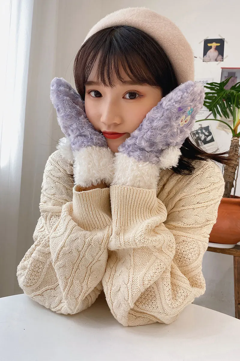 Плюшевые зимние перчатки для девочек с рисунком Duffy Bear Friends stellalou Rabbit shelliemei Gelatoni