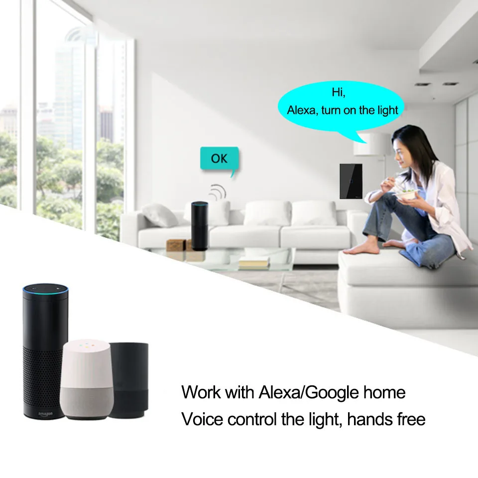 Интеллектуальный выключатель света Sonoff T3 нам 1/2/3 Smart Wifi светильник с таймером сенсорный переключатель/433 RF/приложение пульт дистанционного управления Управление переключатель, система автоматического управления "умный дом" Поддержка Alexa/google Home