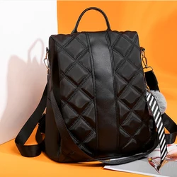 Casual Anti-theft Women's Simple Backpack PU Oxford Fashion Shoulder Bags For Teenagers Girl Large Capacity Travel School Bag
