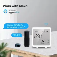 Capteur Intelligent de température et d'humidité, connexion WIFI Tuya, pour climatiseur, écran LCD, prise en charge de la commande vocale Google Home