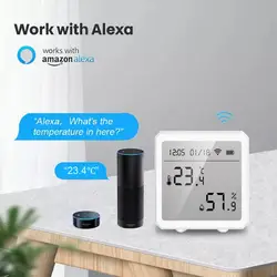 Capteur Intelligent de température et d'humidité, connexion WIFI Tuya, pour climatiseur, écran LCD, prise en charge de la commande vocale Google Home 