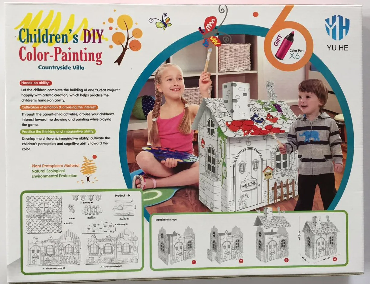 DIY Graffiti Science Color Painting Paper House Kindergarten CHILDREN'S Toy Stereo Hand-Painted Educational Jigsaw Puzzle Fight