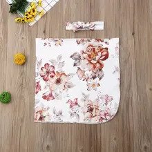 Пеленки с цветами для новорожденных девочек; спальный мешок+ повязка на голову; комплект одежды
