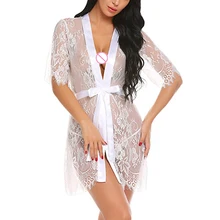 Новинка, Женская Сексуальная кружевная Пижама, кружевная ночная сорочка, цельный ночной халат, летнее нижнее белье
