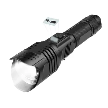 

Super Bright XHP90 Flashlight Zoom Safety Flashlight Waterproof USB Light Safety Hammer Light Super Bright Camping Light