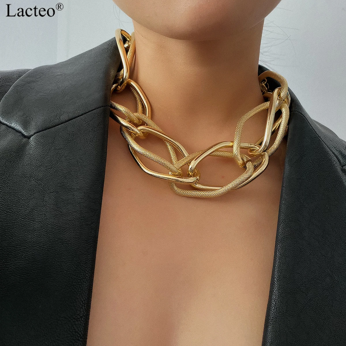 Lacteo, панк, многослойная золотая цепочка, колье, ожерелье, ювелирное изделие для женщин, хип хоп, большая толстая массивная цепочка на шею, Очаровательное ожерелье|Ожерелья-чокеры| | - Aliexpress