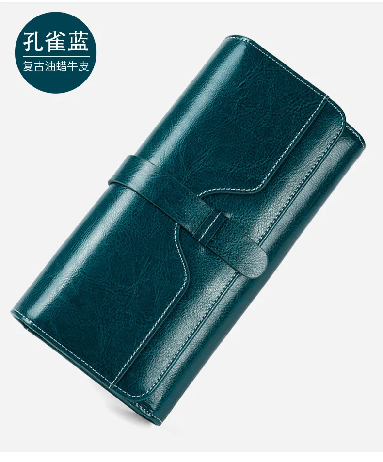 Fashion Luxury Female Genuine Leather Wallet Women Long Anti Theft RFID Wallets Credit Card Holder Purse Woman Clutch Bag