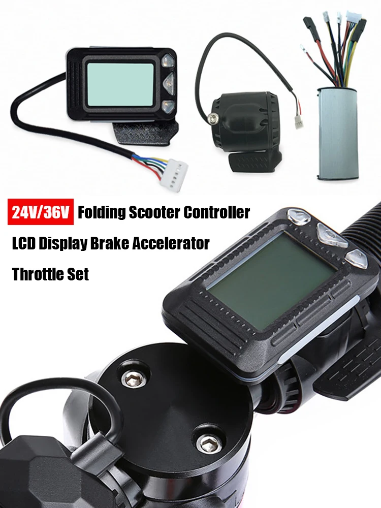 36V Folding Scooter Controller Accessories Carbon Fiber Scooter Controller LCD Display Brake Accelerator Throttle Set