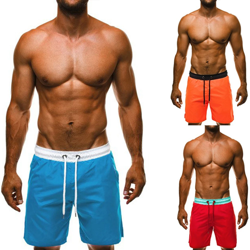

Men Summer Fashion Soild Color Drawstring Shorts Casual Panelled Elastic Waist Knee Length Short Pants Sports Running Shorts D30