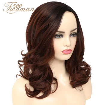 

FREEWOMAN Red Brown Synthetic Wig Bob Short Wigs With Natural Hairline Glueless Full Wig Fake Hair Halloween Cosplay Daily