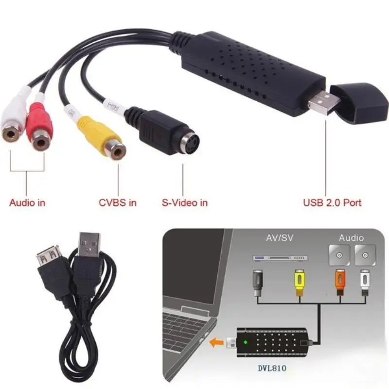 

2018 Easycap USB 2.0 Easy Cap Video TV DVD VHS DVR Capture Adapter Easier Cap USB Video Capture Device support Win10