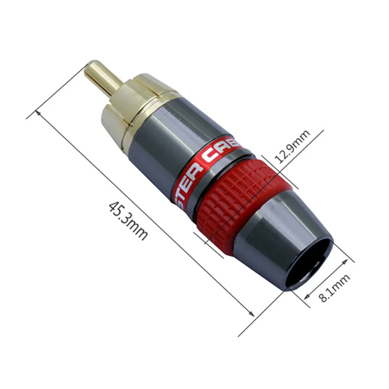 100 шт./лот разъем RCA позолоченный разъем провода 8 мм кабель RCA штекер Высокое качество динамик штекер Адаптер 5 пар красный+ черный