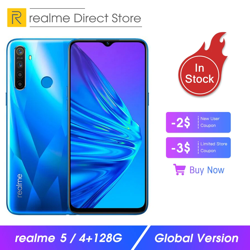 Realme 5, 4 Гб ОЗУ, 128 Гб ПЗУ, 6,5 дюйма, мобильный телефон Snapdragon 665, четыре ядра, 12 МП, камера, мобильный телефон, 5000 мАч, VOOC, 10 Вт, быстрое зарядное устройство
