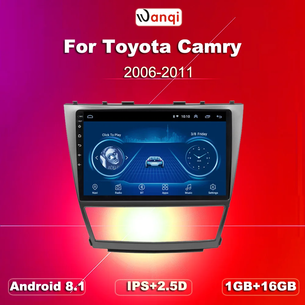 hot sale10.1 inch Android 8.1 2.5D Tempered HD Touchscreen Radio for Toyota camry 2006-2012 with Bluetooth USB WIFI support SWC |