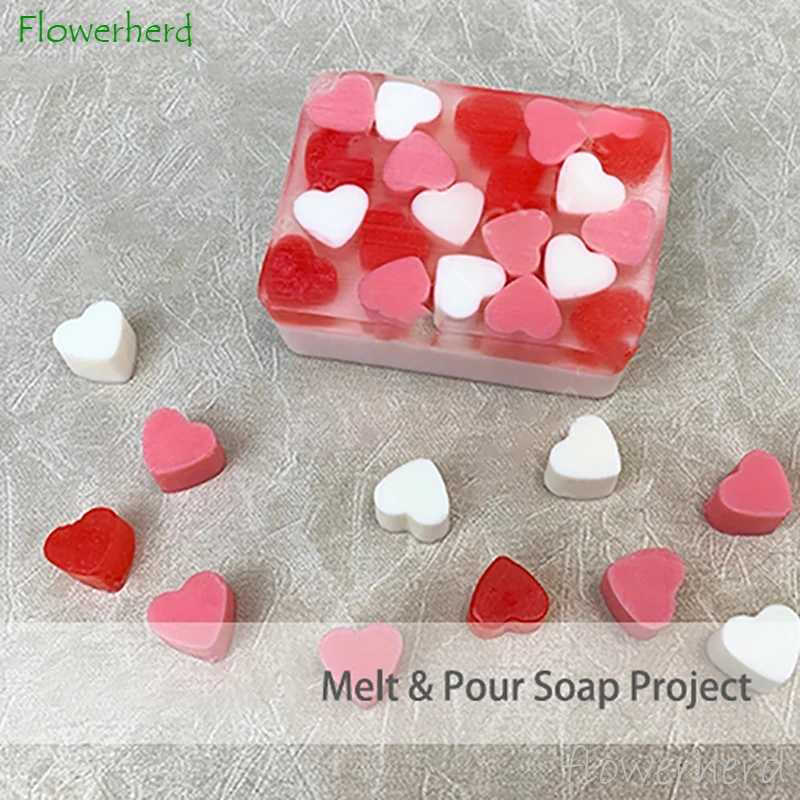 Confetti Hearts Melt and Pour Soaps DIY Silicone Mold Heart Soap Molds for Soap Making Handmade Soap Form Cake Decorating Tools