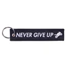 Fashion Embroidery Car Keychains Never Give UP Double Side Tag Novelty Keychain for Motorcycle Keys Keyring Men Boyfriend Gift ► Photo 3/6