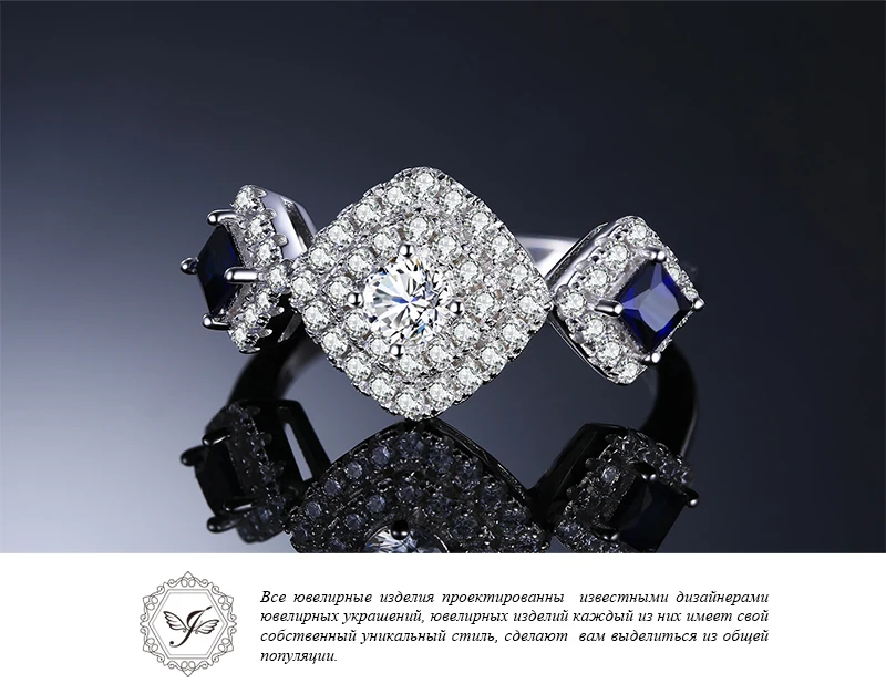 JewelryPalace красивый квадратный создан сапфир 3 Камни кольцо 925 пробы серебро свадебные украшения юбилей подарки