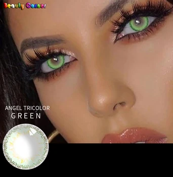 

Beauty Coner-2pcs/pair Angel Tricolor Soft Colored Contact Lenses Cosmetic Makeup Yearly Cycle Color Contact Lens for eye