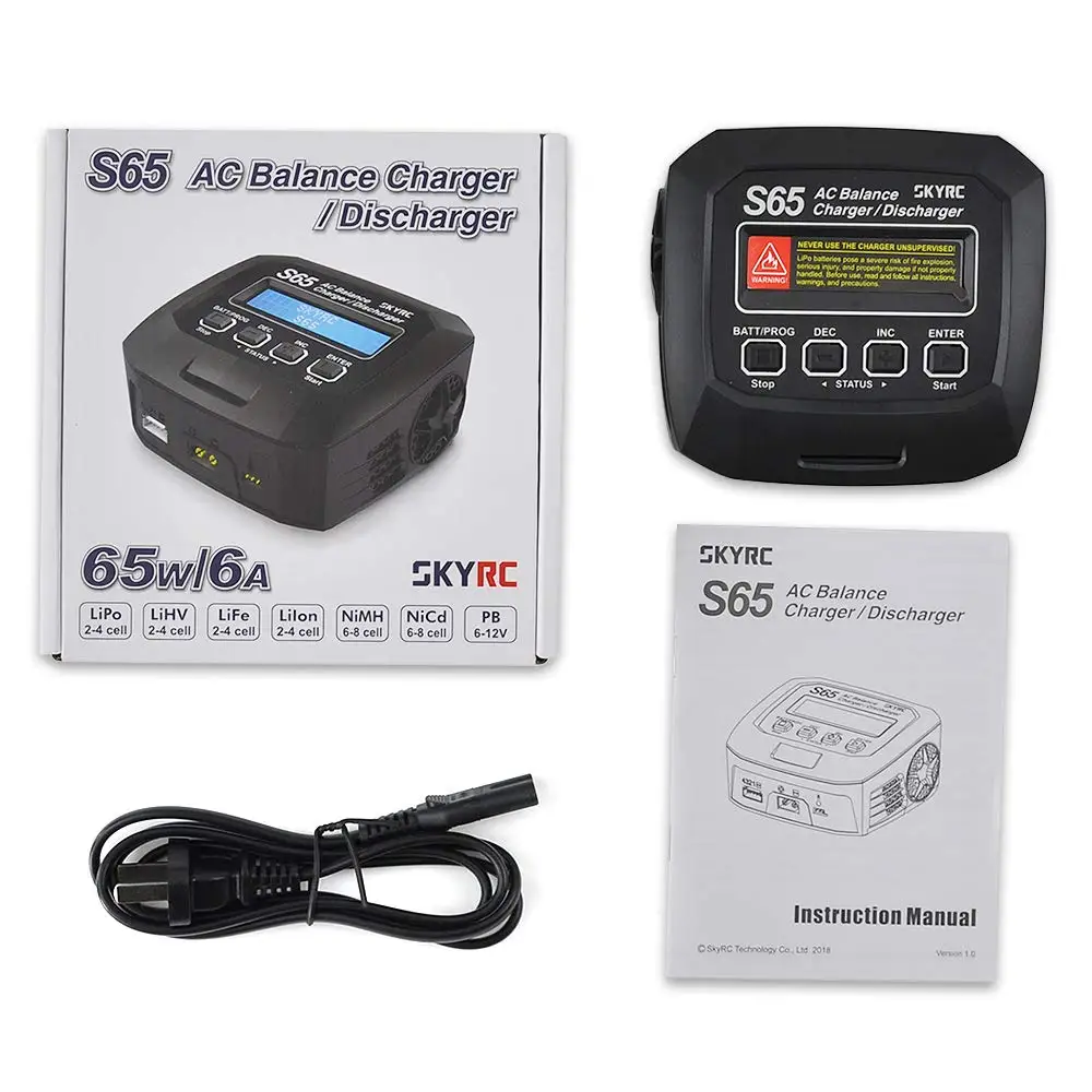 SKYRC S65 65 Вт 6A AC балансирующее зарядное устройство Lipo Dis для 2 4S батареи RC FPV гоночный