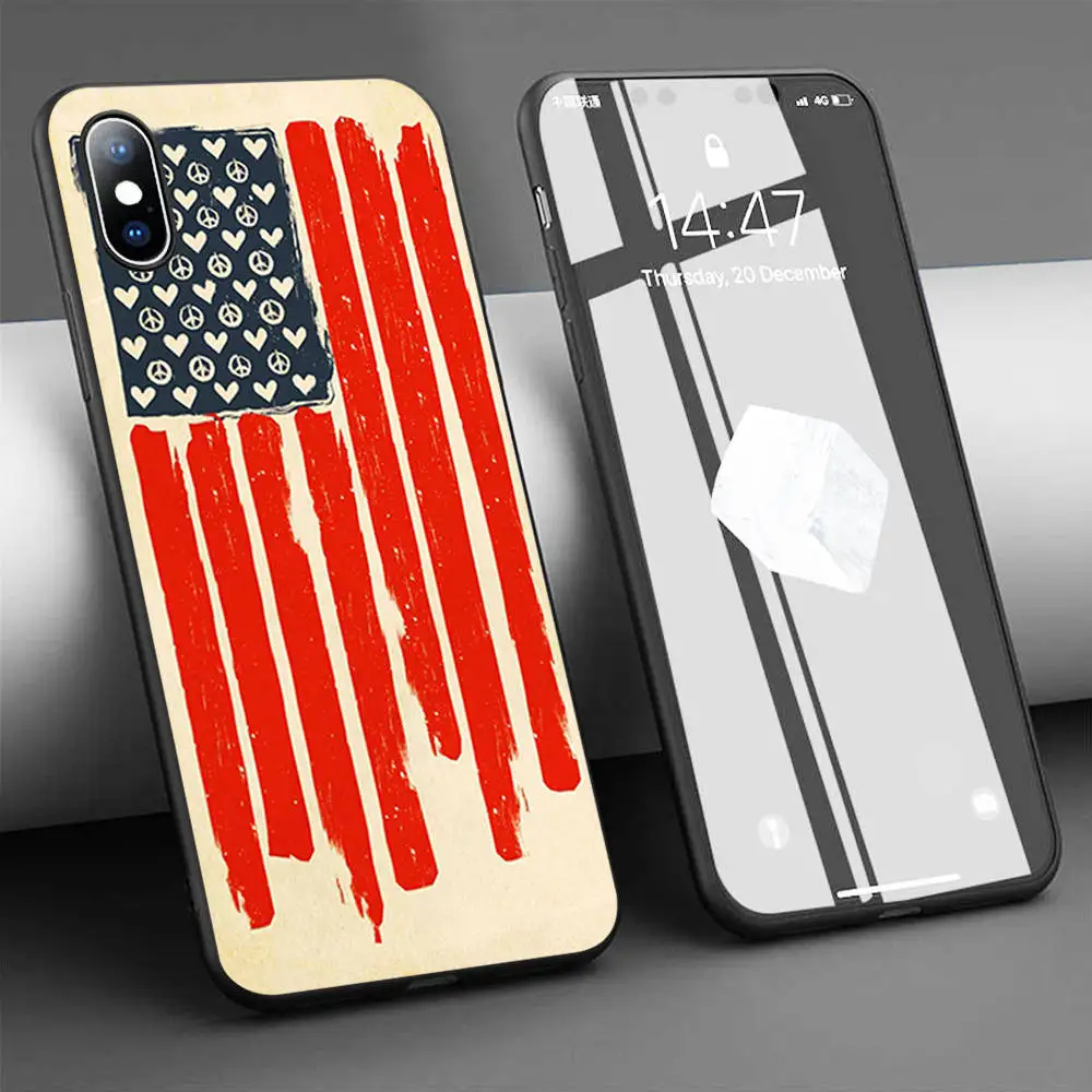 Мягкий силиконовый чехол Coque красного и синего белого цвета для iPhone 11 Pro Max X 5S 6 6S XR