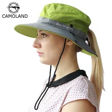 Водонепроницаемая Панама шляпа летняя мужская женская шляпа от солнца Рыбацкая шляпа широкая, с защитой от ультрафиолета краев Боб Пешие прогулки Открытый конский хвост Панама шляпа