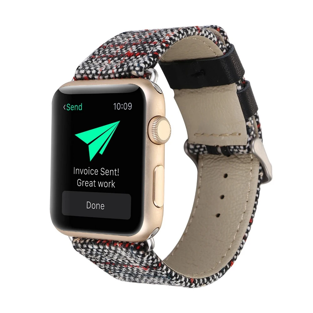 Band For Apple Watch 38mm 42mm 40mm 44mm Fabric Leather Watchband For iWatch Strap Series 1 2 3 4 Bracelet Belt With adapter