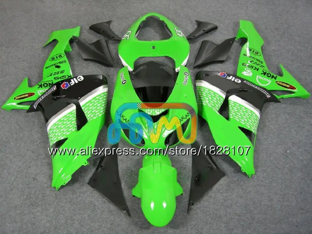 Корпус для KAWASAKI ZX 10 сотрудников отдела исследований ZX-1000 ZX-10R ZX1000 CC 06 07 16BS. 0 ZX 1000CC ZX 10R ZX10R 06 07 2006 2007 обтекатель комплект зеленого и черного цвета - Цвет: No. 9