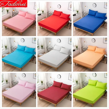 

1.2m 1.5m 1.8m 2m Bed Fitted Sheet Adult Youth Pure Color Pink Blue Yellow Green White Purple Orange Mattress Cover with Rubber