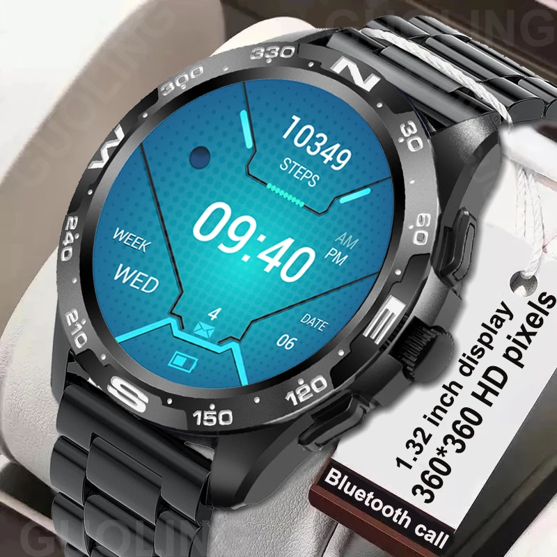 Новинка 2022 мужские Смарт-часы с вызовом Bluetooth 1 32 дюйма 360 * HD экран пиксельным