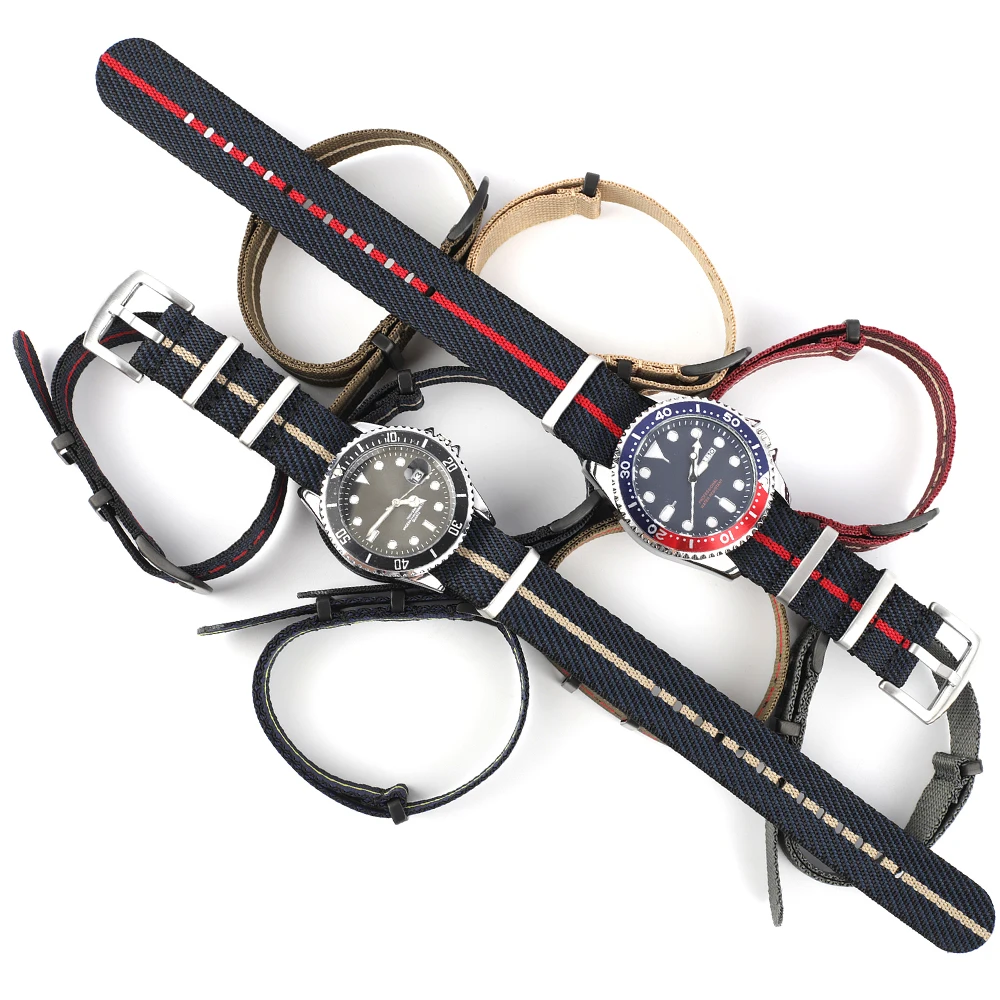Nylon Nato Strap 20mm 22mm Stripe Watchband Replacement Watch Band Military Wristband Accessories For Tudor Nato Watch Strap