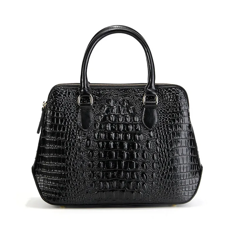 Новая Мода Аллигатор женские сумки для сумок Корова из натуральной кожи женские сумки на плечо Женская Девушка брендовая роскошная сумка через плечо - Цвет: Черный