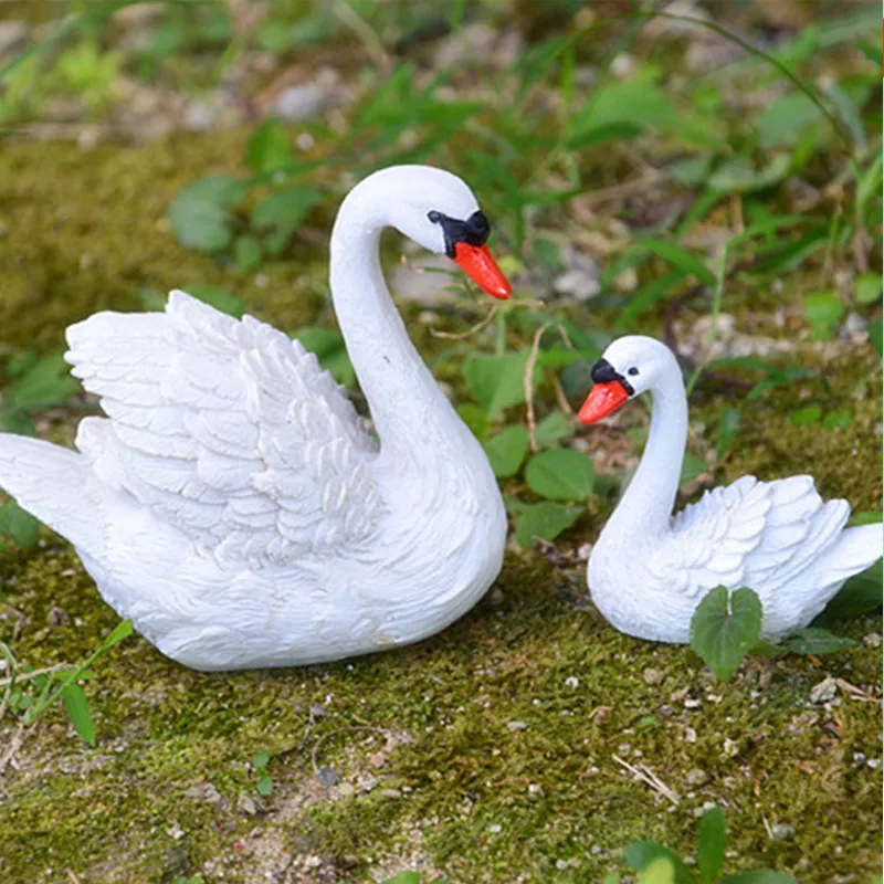 a pair of simulation swan models resin white swan garden